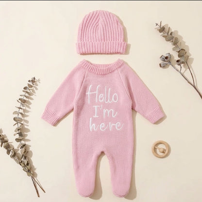 Hello Little One Newborn Announcement Knit Set