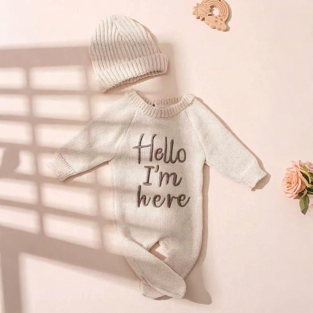 Hello Little One Newborn Announcement Knit Set