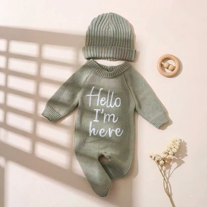 Hello Little One Newborn Announcement Knit Set