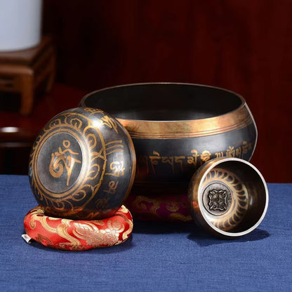 Copper Tibetan Singing Bowl Set